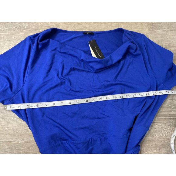 Talbots NWT Blue Draped Neck Belted Flowy Dress Sz 1X - Picture 7 of 10